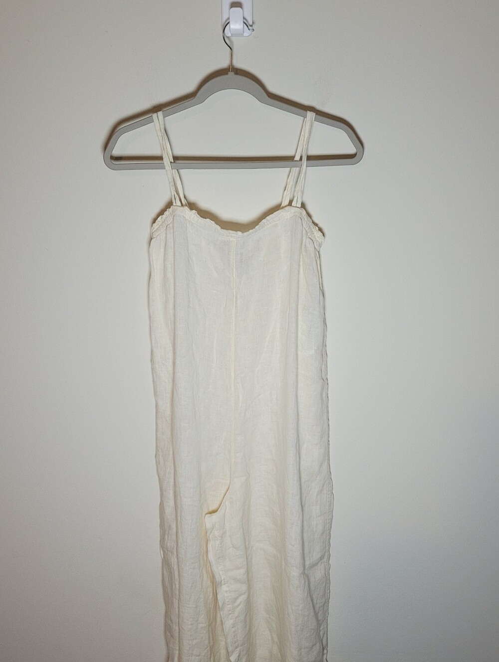 Zara White Linen Jumpsuits Wide Leg Full Length Small Beach Coastsal Boho